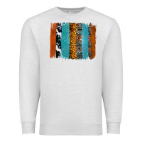 Oatmeal Heather Western Leopard Glitter Aztec Cowhide Pattern Brushstroke Premium Sweatshirt - Bettercallsaul