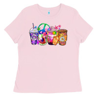Bubblegum Pink hippie coffee cups Ladies Tee - Zillion Design Studio