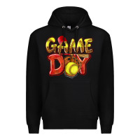 Black Game Day Softball Premium Hoodie - NancyCooperArtShop