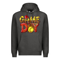 Charcoal Heather Game Day Softball Premium Hoodie - NancyCooperArtShop