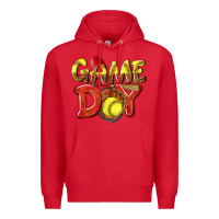 Red Game Day Softball Premium Hoodie - NancyCooperArtShop