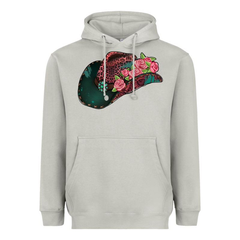 Leopard Flowers Cowboy Hat Heavyweight Hoodie by Jasminsmagicworld | Teevron