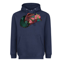 Navy leopard flowers cowboy hat Heavyweight Hoodie - Jasminsmagicworld