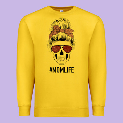 Glitter Western Patterned Mom Skull Premium Sweatshirt Designed By Bettercallsaul