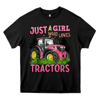 Black just a girl who loves tractors Heavy Core Tee - BarkalooDesign