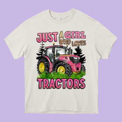 Just A Girl Who Loves Tractors Heavy Core Tee Designed By Barkaloodesign