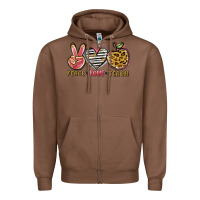 Chestnut peace love teach Zipper Hoodie - NancyCooperArtShop
