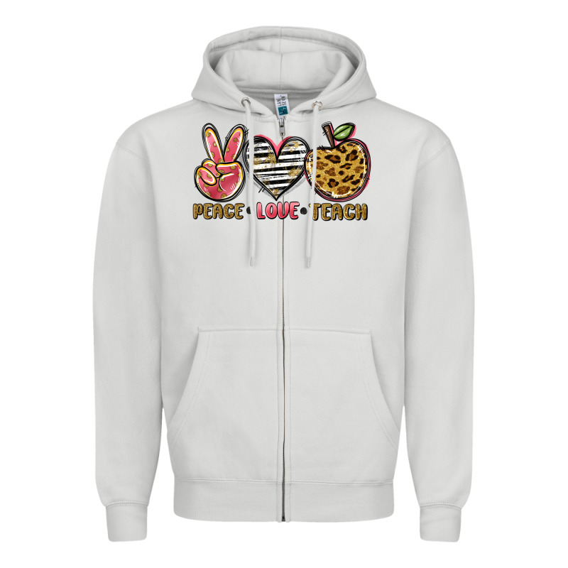 Peace Love Teach Zipper Hoodie by NancyCooperArtShop | Teevron