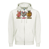 Oatmeal Heather peace love teach Zipper Hoodie - NancyCooperArtShop