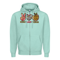 Seafoam peace love teach Zipper Hoodie - NancyCooperArtShop