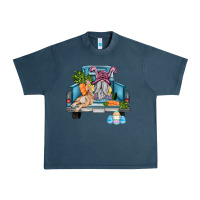 Midnight Navy easter truck with gnome and rabbit Urban Heavy Tee - AdoDesignShop