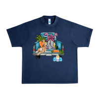 Navy easter truck with gnome and rabbit Urban Heavy Tee - AdoDesignShop