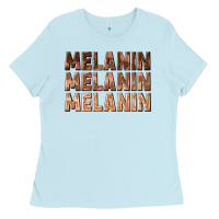 Baby Blue melanin melanin melanin Ladies Tee - texasbilliewilder