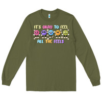 Army Green it's okay to feel all the feels Long Sleeve Tee - MaliasSmallBusiness