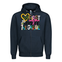 Navy my first day of 1st grade Zipper Hoodie - NancyCooperArtShop