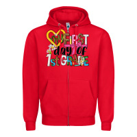 Red my first day of 1st grade Zipper Hoodie - NancyCooperArtShop