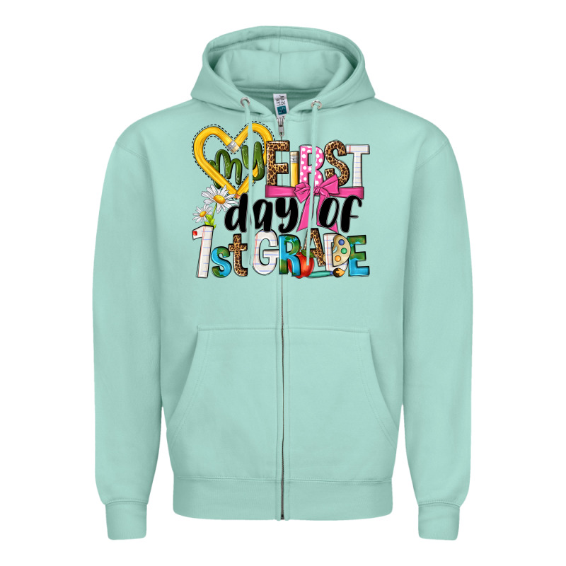 My First Day Of 1st Grade Zipper Hoodie by NancyCooperArtShop | Teevron