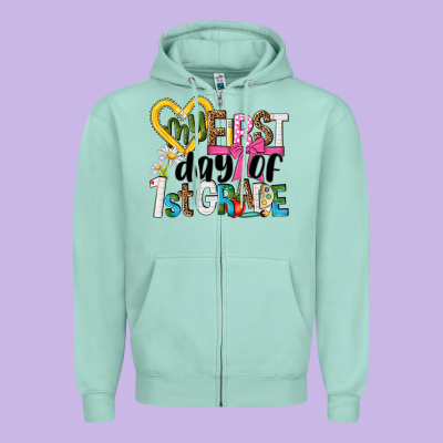 My First Day Of 1st Grade Zipper Hoodie Designed By Nancycooperartshop