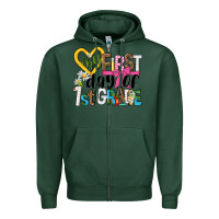 Sports Green my first day of 1st grade Zipper Hoodie - NancyCooperArtShop