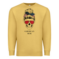 Antique Gold Glitter American Flag Patterned American Mom Skull Premium Sweatshirt - Bettercallsaul