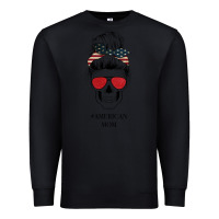 Black Glitter American Flag Patterned American Mom Skull Premium Sweatshirt - Bettercallsaul