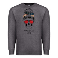 Charcoal Heather Glitter American Flag Patterned American Mom Skull Premium Sweatshirt - Bettercallsaul