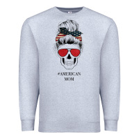 Heather Grey Glitter American Flag Patterned American Mom Skull Premium Sweatshirt - Bettercallsaul