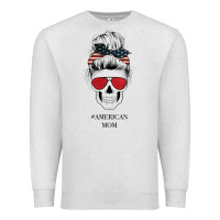 Oatmeal Heather Glitter American Flag Patterned American Mom Skull Premium Sweatshirt - Bettercallsaul