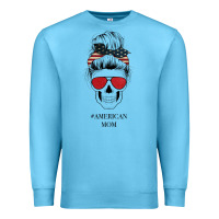 Ocean Blue Glitter American Flag Patterned American Mom Skull Premium Sweatshirt - Bettercallsaul