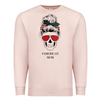 Pale Pink Glitter American Flag Patterned American Mom Skull Premium Sweatshirt - Bettercallsaul