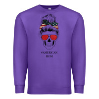 Purple Glitter American Flag Patterned American Mom Skull Premium Sweatshirt - Bettercallsaul