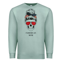 Seafoam Glitter American Flag Patterned American Mom Skull Premium Sweatshirt - Bettercallsaul