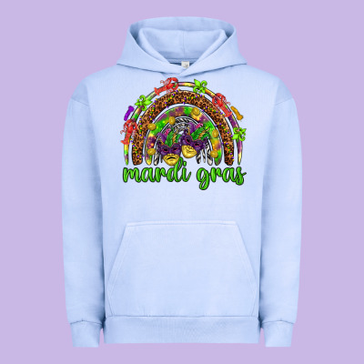 Mardi Gras Rainbow And Masks Urban Hoodie Designed By Howdyjamesfarm