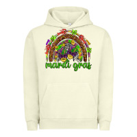 Pigment Pistachio Mardi Gras rainbow and masks Urban Hoodie - HowdyJamesFarm