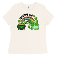 Bone Happy Go Lucky Rainbow Shamrocks And Pot Of Gold Ladies Tee - RanaPortraitStore