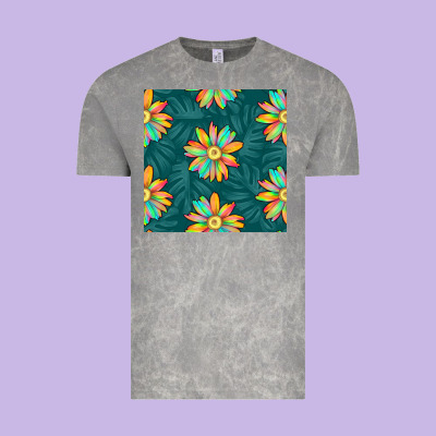 Colorful Tropical Flowers Seamless Pattern Vintage Tee Designed By Bundleandbundleshop