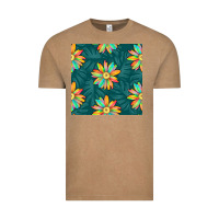 Vintage Coffee colorful tropical flowers seamless pattern Vintage Tee - BundleAndBundleShop