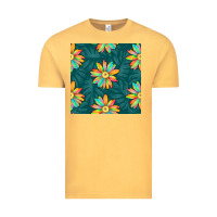Vintage Mustard colorful tropical flowers seamless pattern Vintage Tee - BundleAndBundleShop