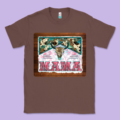 Western Bull Skull Mama Mousepad Classic Tee Designed By Barkaloodesign