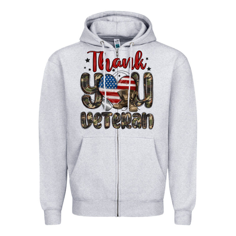 Thank You Veteran Zipper Hoodie by MaliasSmallBusiness | Teevron