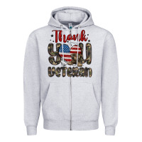 Heather Grey thank you veteran Zipper Hoodie - MaliasSmallBusiness