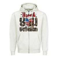 Oatmeal Heather thank you veteran Zipper Hoodie - MaliasSmallBusiness