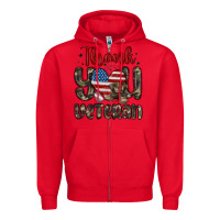 Red thank you veteran Zipper Hoodie - MaliasSmallBusiness