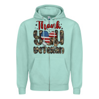 Seafoam thank you veteran Zipper Hoodie - MaliasSmallBusiness