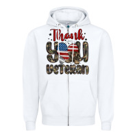 White thank you veteran Zipper Hoodie - MaliasSmallBusiness