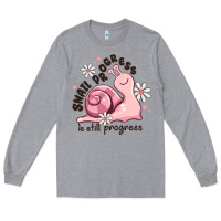 Heather Grey snail progress is stil progress Long Sleeve Tee - MaliasSmallBusiness