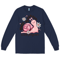 Navy snail progress is stil progress Long Sleeve Tee - MaliasSmallBusiness