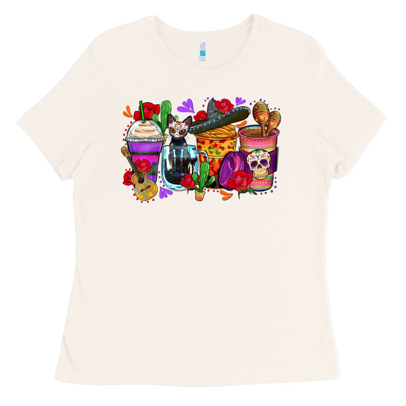 Day Of The Dead Coffee Cups Ladies Tee by Zillion Design Studio | Teevron