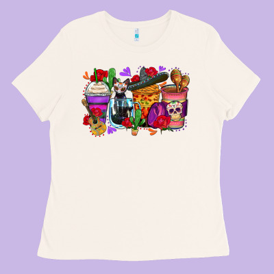 Day Of The Dead Coffee Cups Ladies Tee Designed By Zillion Design Studio