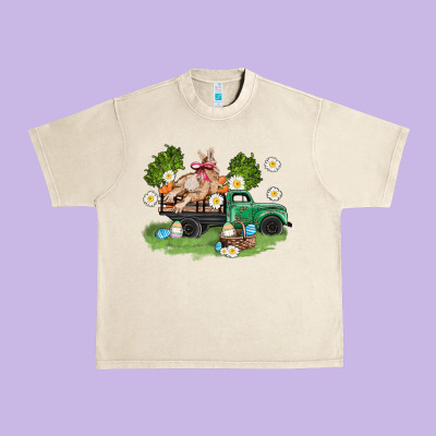 Easter Truck With Bunny Urban Heavy Tee Designed By Adodesignshop